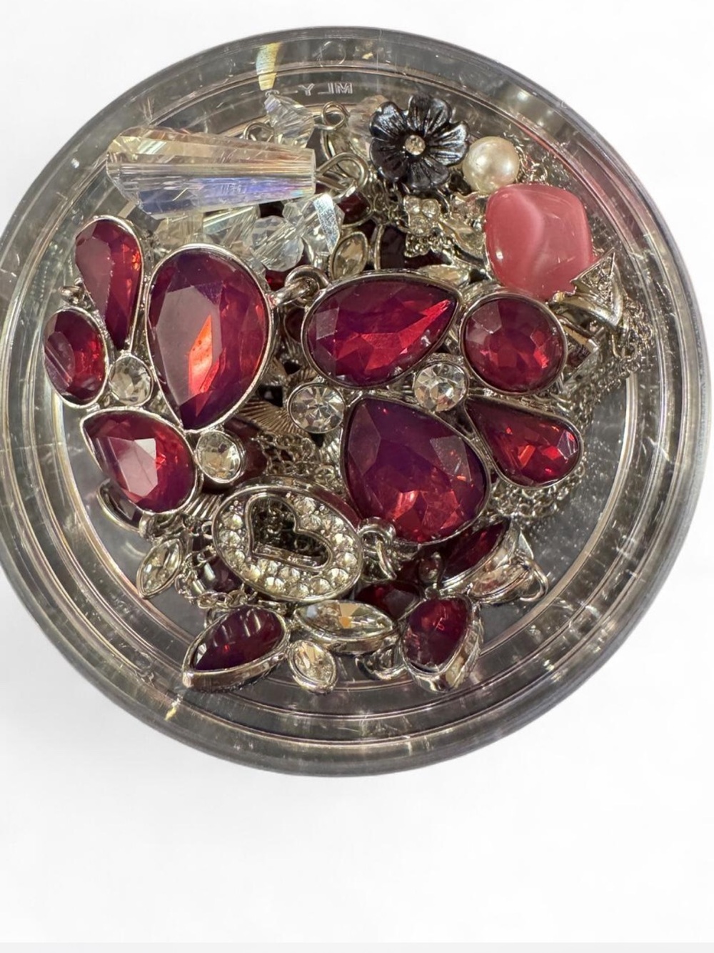 Beautiful Silver Tone Jewelry Jar